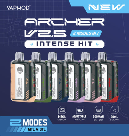 VAPMOD Archer V2.5 Disposable Vape (MTL & DTL) - 25000 Puff HM Vape VAPMOD Archer V2.5 Disposable Vape (MTL & DTL) - 25000 Puff HM Vape