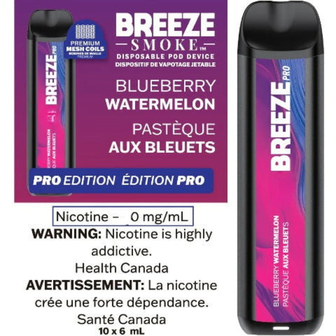 BREEZE PRO DISPOSABLE ZERO NIC (0mg) - BLUEBERRY WATERMELON - HM Vape