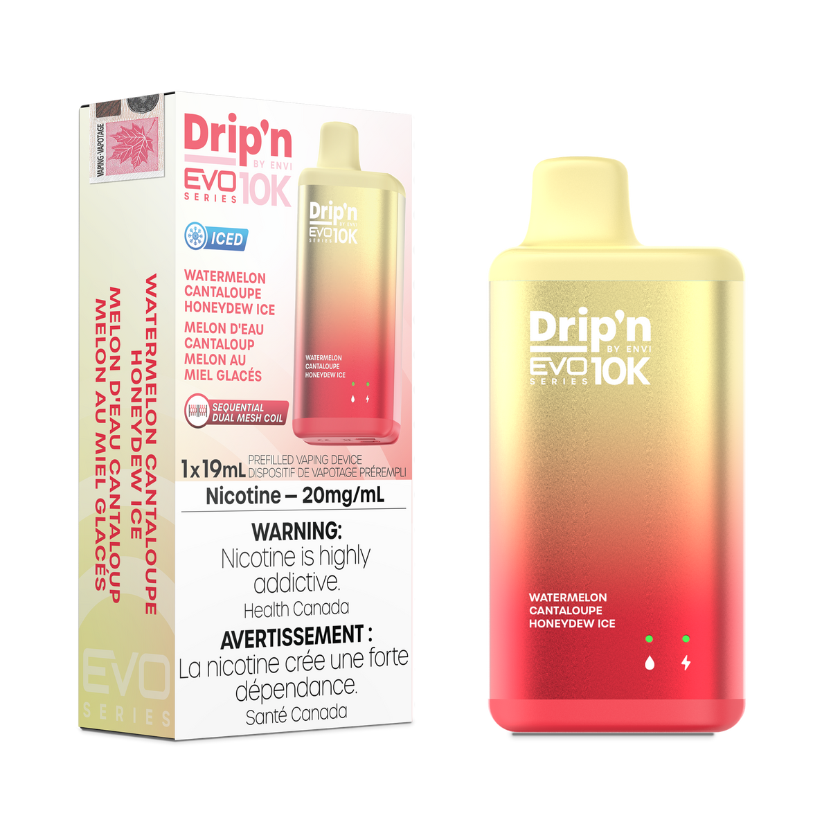 Drip'n by Envi EVO 10K Series Watermelon Cantaloupe Honeydew Ice