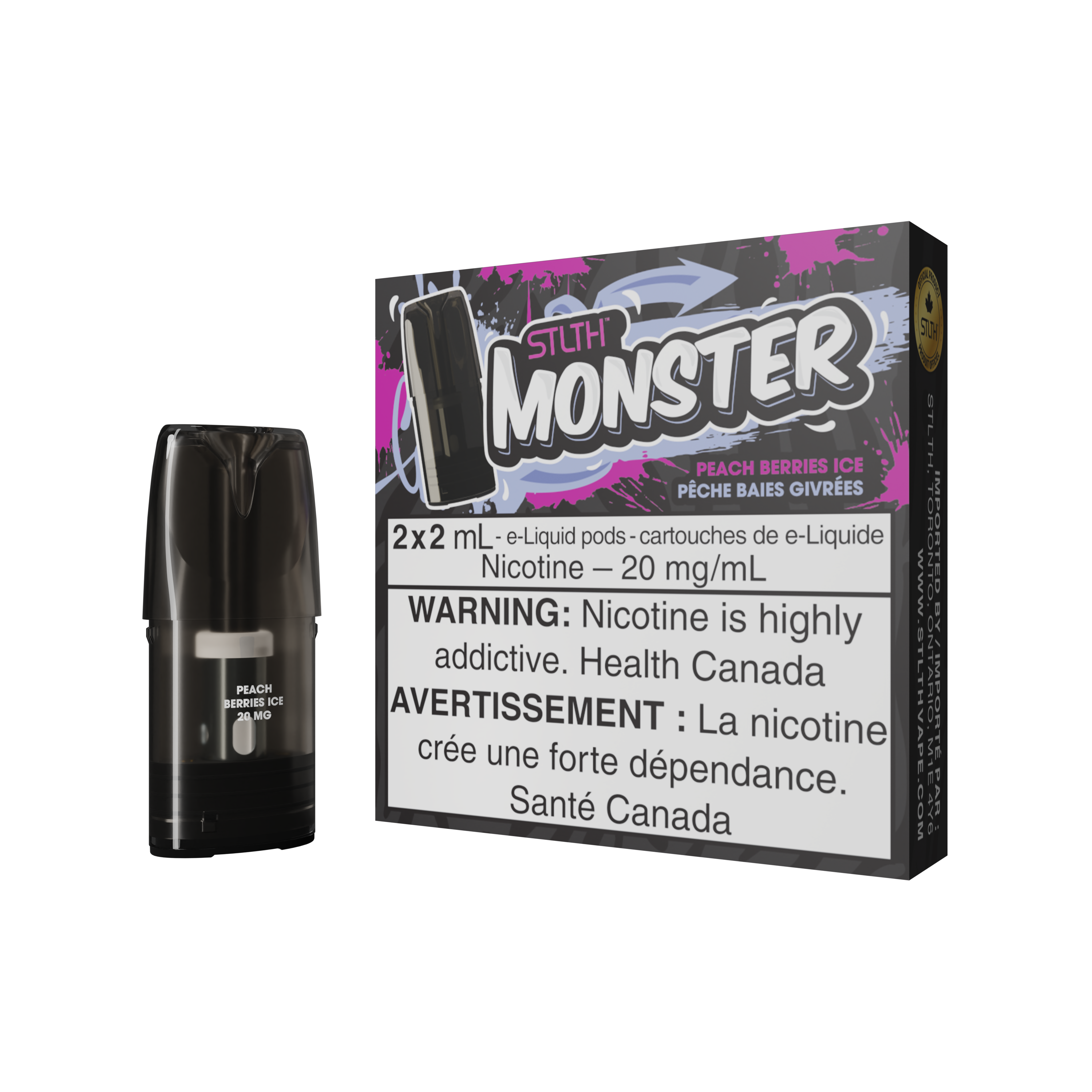 STLTH MONSTER PODS (2PCS/PK) - PEACH BERRIES ICE