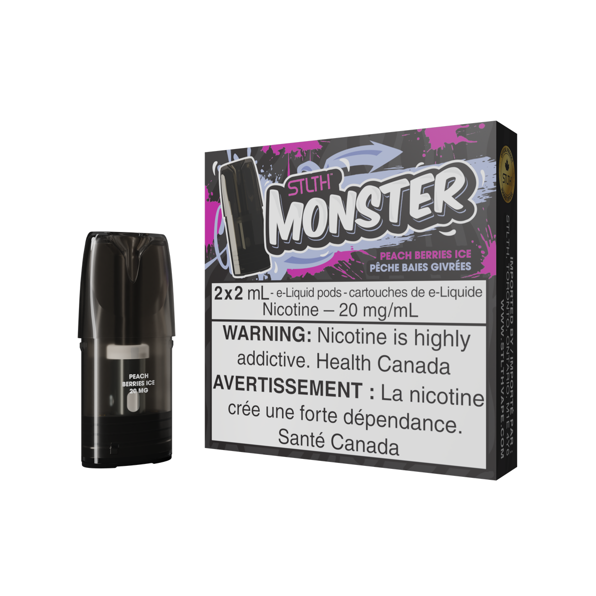 STLTH MONSTER PODS (2PCS/PK) - PEACH BERRIES ICE