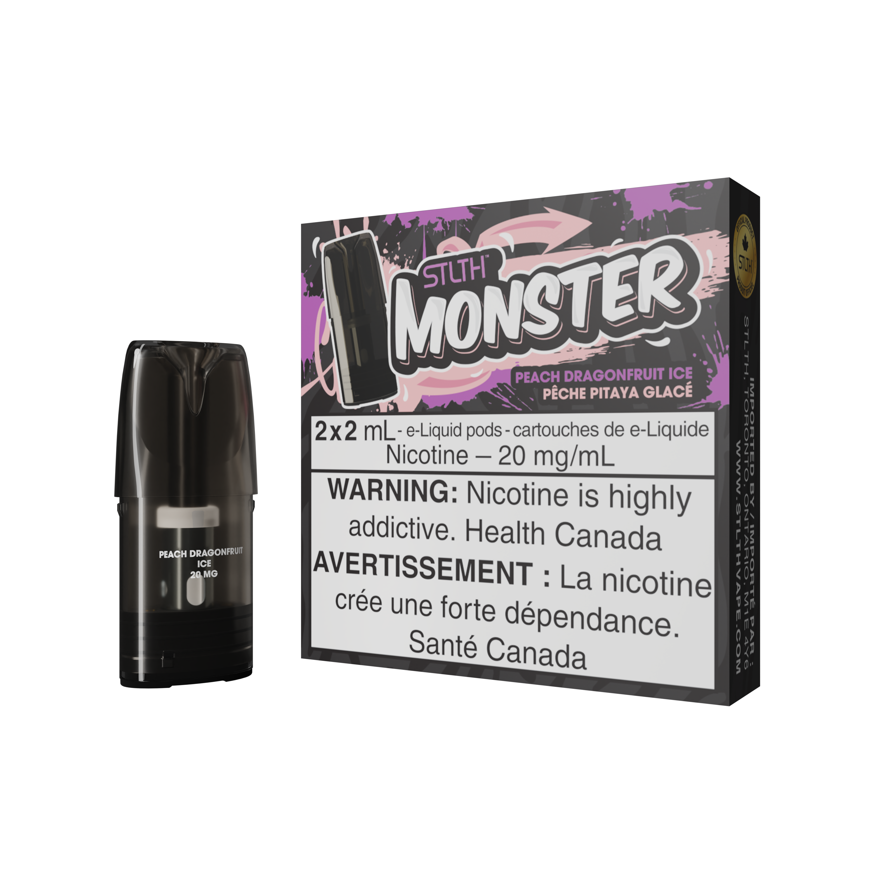 STLTH MONSTER PODS (2PCS/PK) -  PEACH DRAGONFRUIT ICE