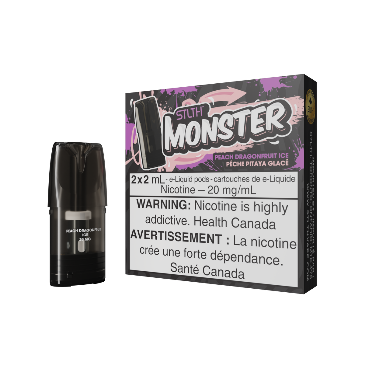 STLTH MONSTER PODS (2PCS/PK) -  PEACH DRAGONFRUIT ICE