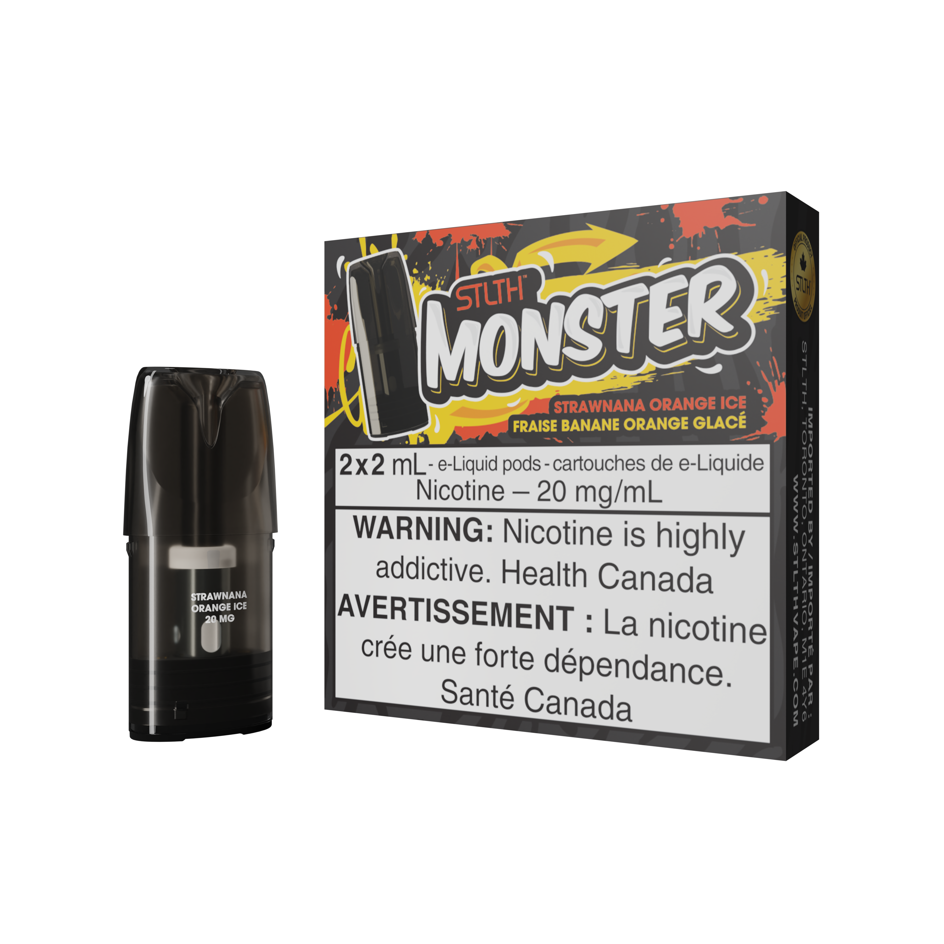 STLTH MONSTER PODS (2PCS/PK) -  STRAWNANA ORANGE ICE