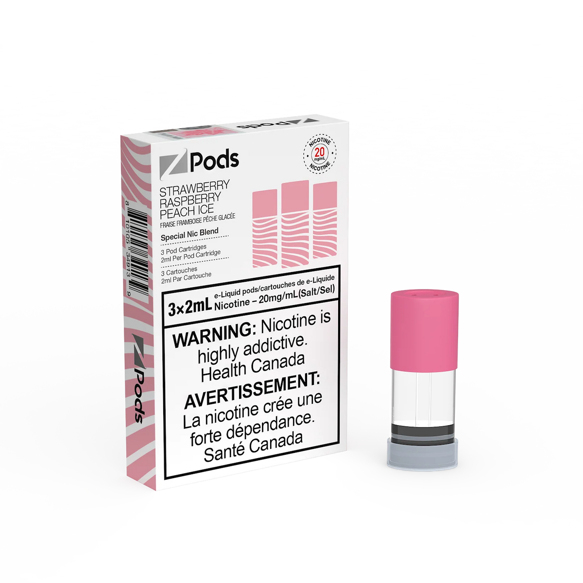 Z Pods 20MG - Strawberry Raspberry Peach Ice