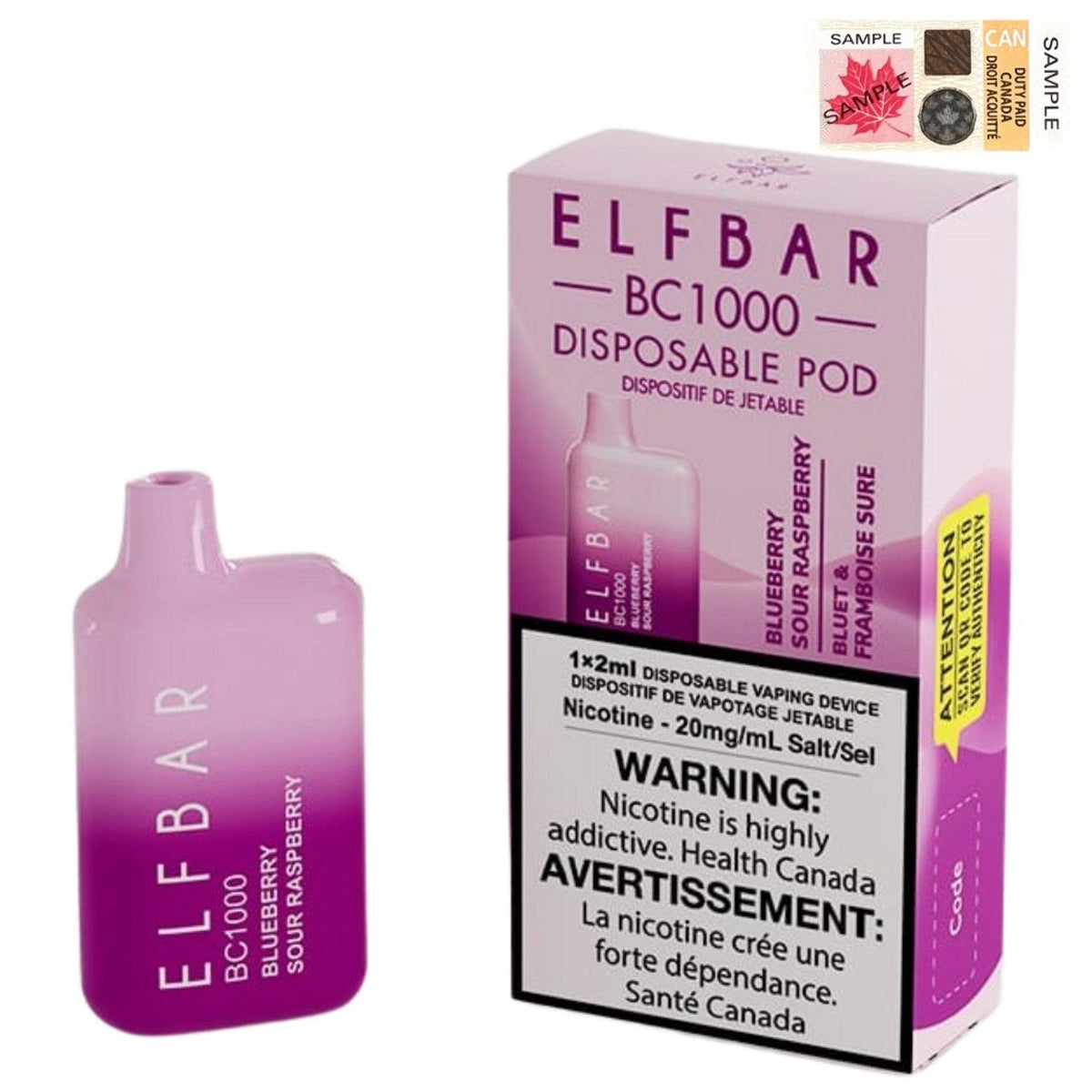 ELFBAR BC1000 20mg - 1000 Puff - Blueberry Sour Raspberry