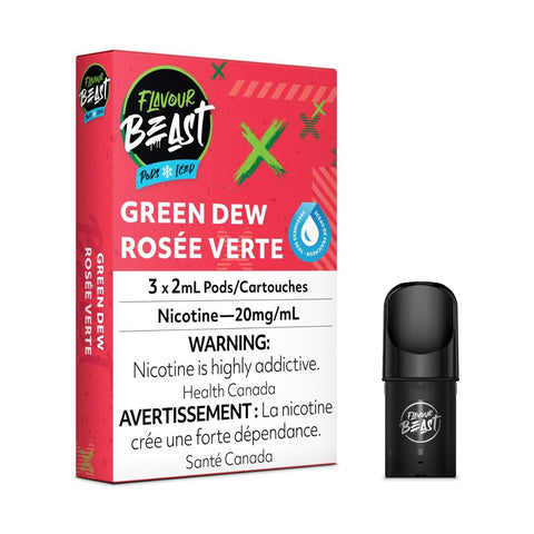 Flavour Beast Pods 3Pk 20mg - GREEN DEW (GNARLY GREEN D) ICED