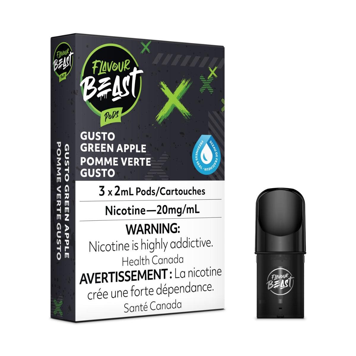 Flavour Beast Pods 3Pk 20mg - GUSTO GREEN APPLE