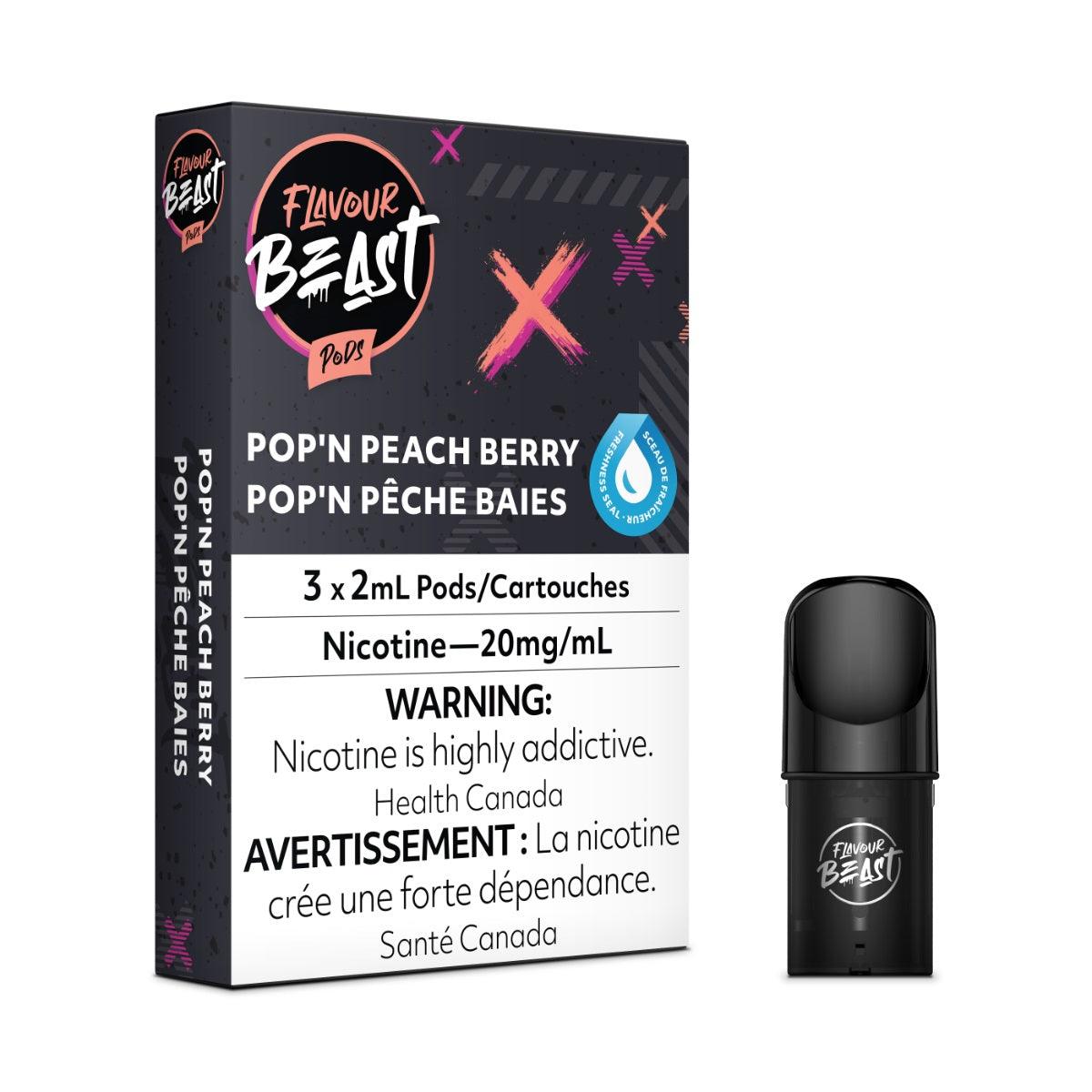 Flavour Beast Pods 3Pk 20mg - POP'N PEACH BERRY - HM Vape