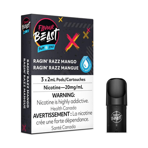 Flavour Beast Pods 3Pk 20mg - RAGIN' RAZZ MANGO ICED