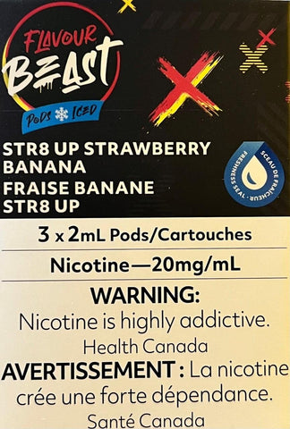 Flavour Beast Pods 3Pk 20mg - STR8 UP STRAWBERRY BANANA