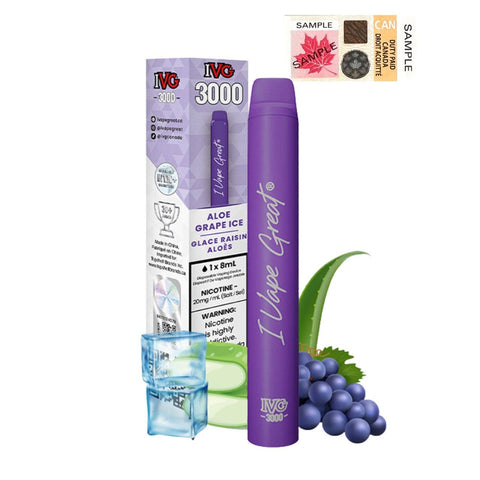 I Vape Great - IVG 3000 Puffs Disposable Vape - Aloe Grape Ice