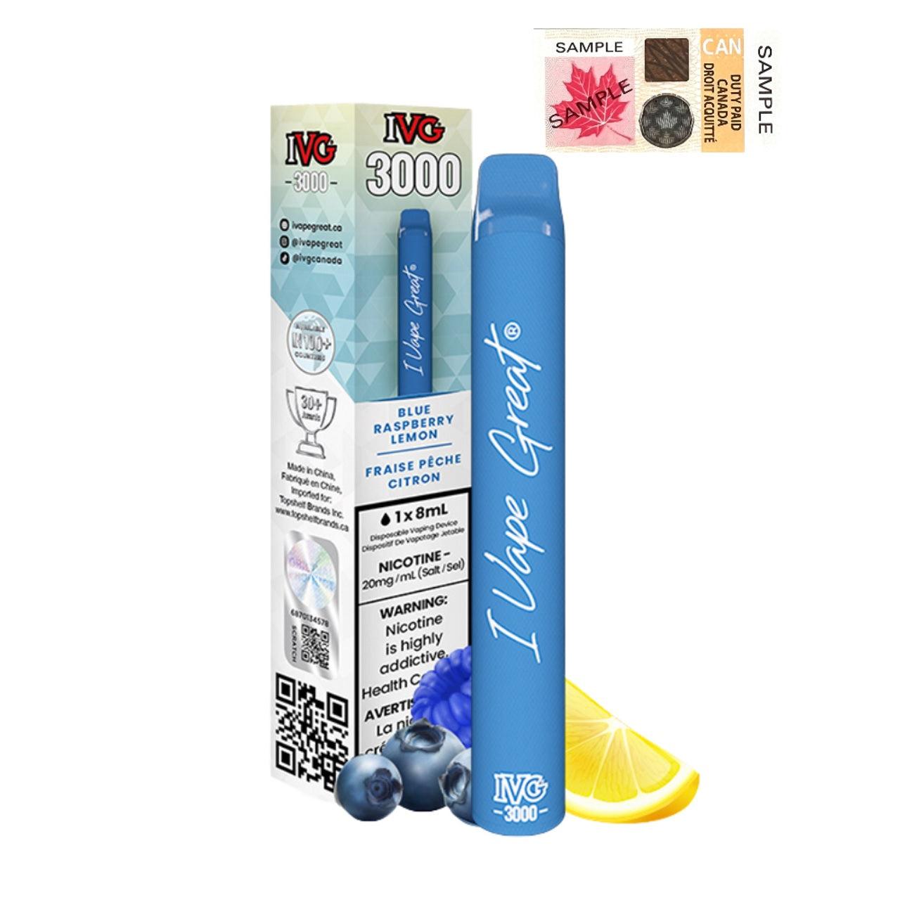 I Vape Great - IVG 3000 Puffs - Blue Raspberry Lemon