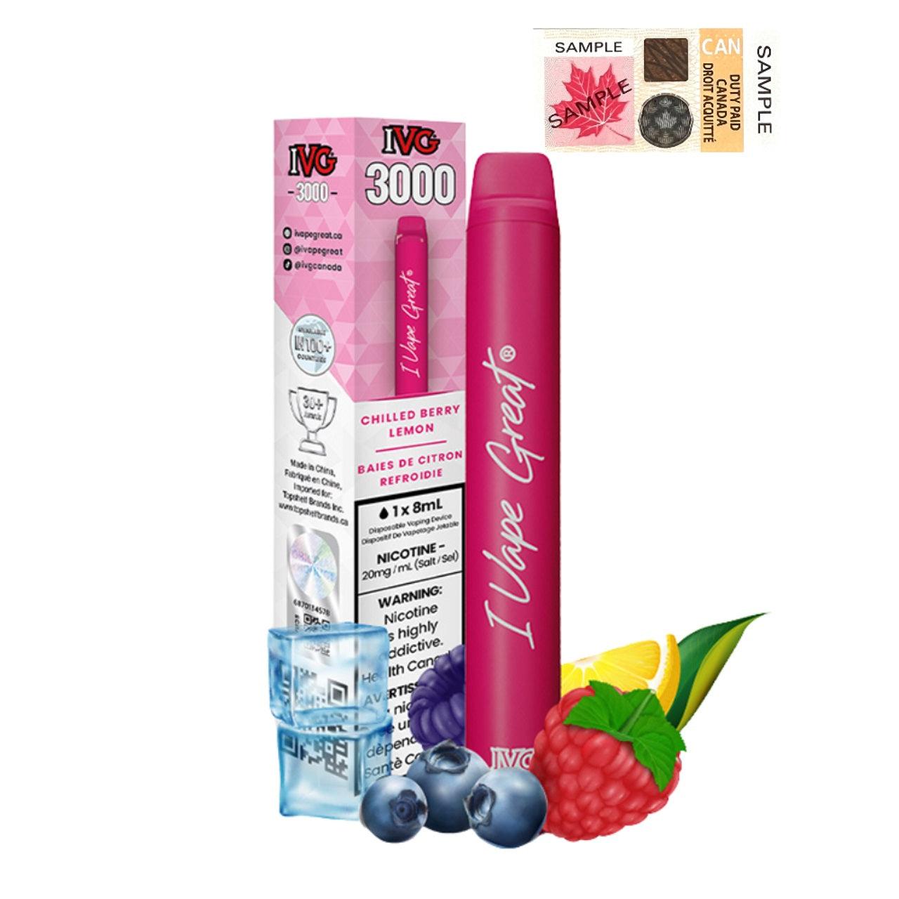 I Vape Great - IVG 3000 Puffs Disposable Vape - Chilled Berry Lemon