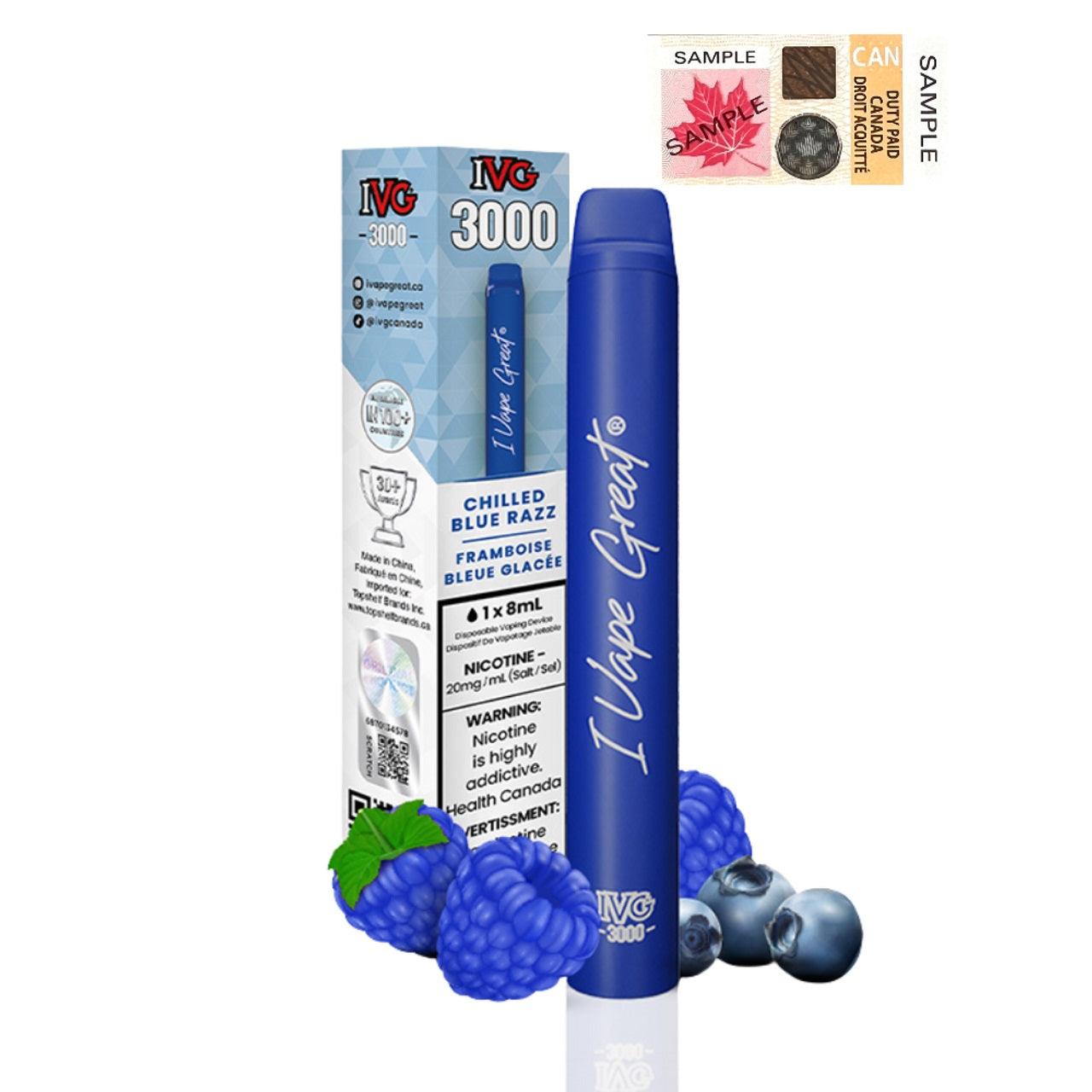 I Vape Great - IVG 3000 Puffs Disposable Vape - Chilled Blue Raz