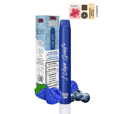 I Vape Great - IVG 3000 Puffs Disposable Vape - Chilled Blue Raz