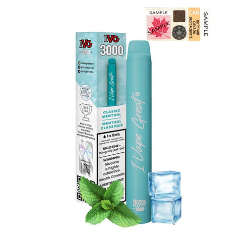 I Vape Great - IVG 3000 Puffs Disposable Vape - Classic Menthol