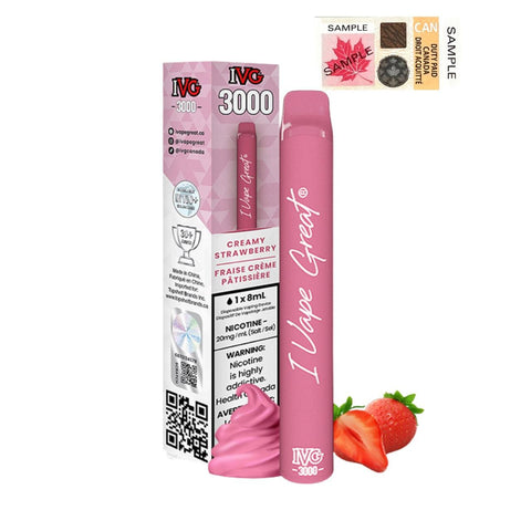 I Vape Great - IVG 3000 Puffs Disposable Vape - Creamy Strawberry