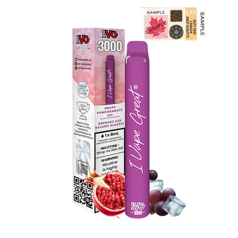 I Vape Great - IVG 3000 Puffs Disposable Vape - Grape Pomegranate Ice