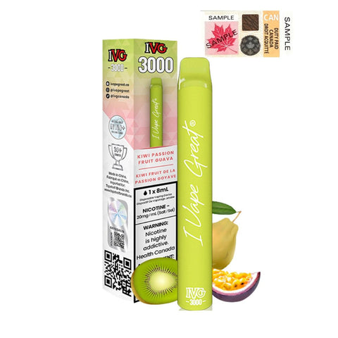 I Vape Great - IVG 3000 Puffs Disposable Vape - Kiwi Passion Fruit Guava