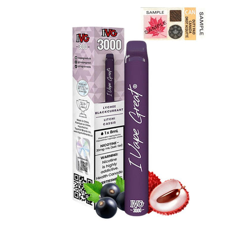 I Vape Great - IVG 3000 Puffs Disposable Vape - Lychee Blackcurrant