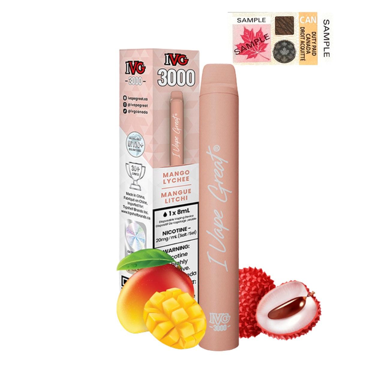 I Vape Great - IVG 3000 Puffs Disposable Vape - Mango Lychee