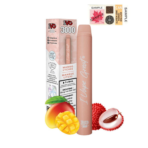 I Vape Great - IVG 3000 Puffs Disposable Vape - Mango Lychee