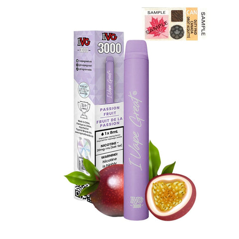 I Vape Great - IVG 3000 Puffs Disposable Vape - Passionfruit