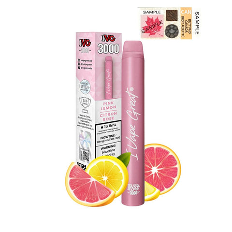 I Vape Great - IVG 3000 Puffs Disposable Vape - Pink Lemon