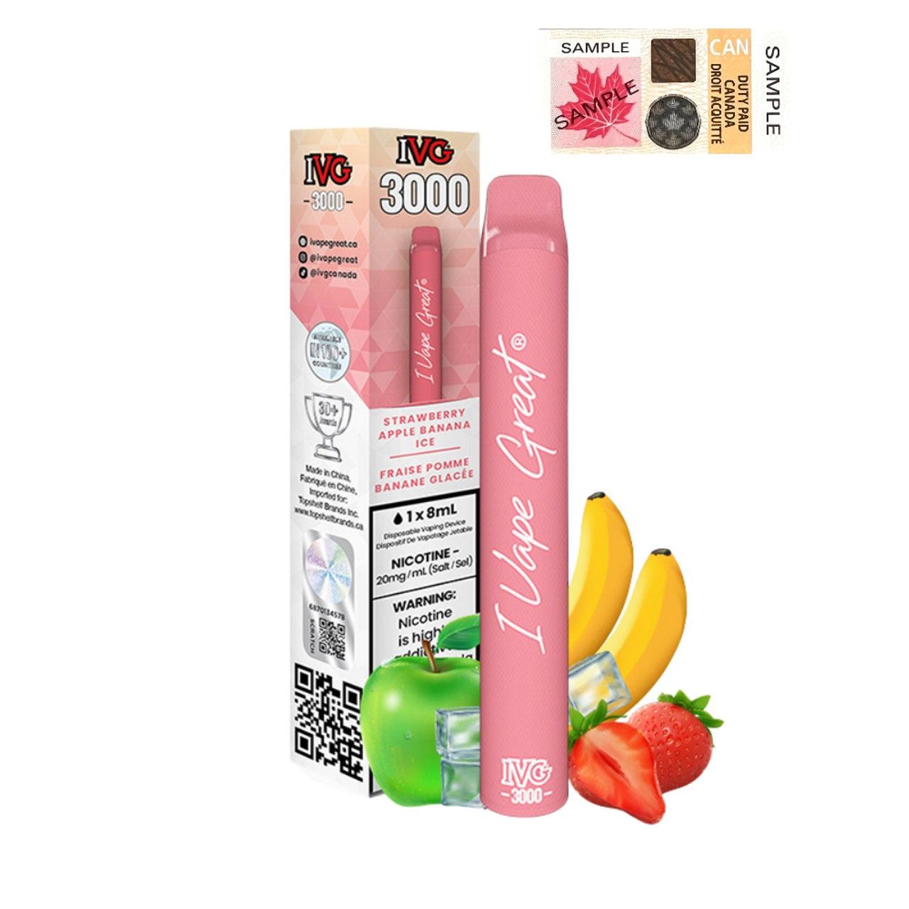 I Vape Great - IVG 3000 Puffs Disposable Vape - Strawberry Apple Banana Ice