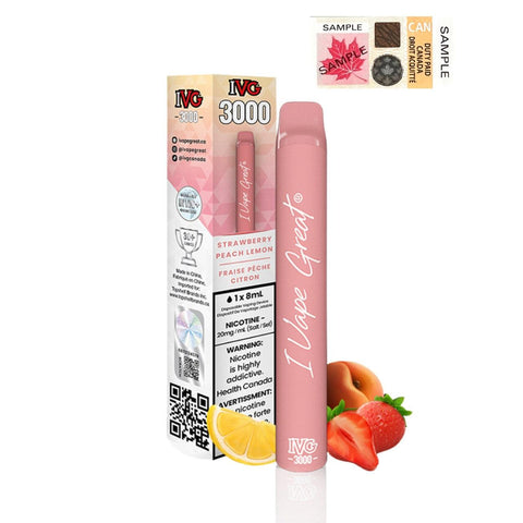 I Vape Great - IVG 3000 Puffs Disposable Vape - Strawberry Peach Lemon