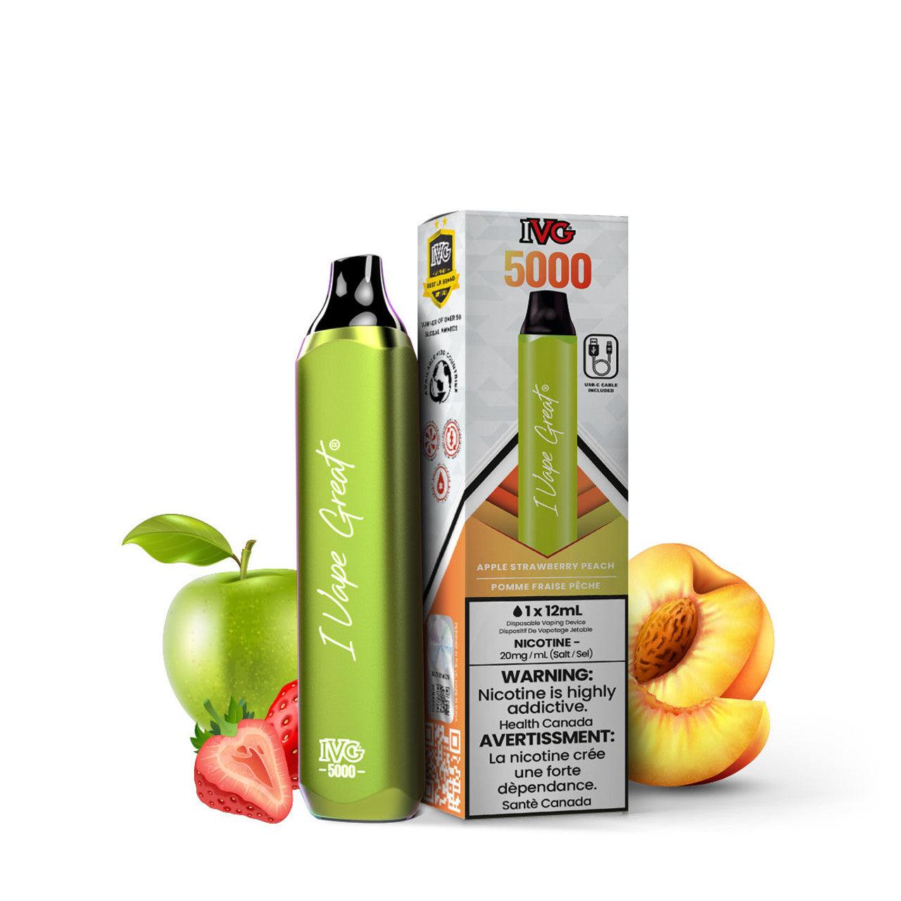 IVG Bar Max 5000 Puffs Disposable Vape - Apple Strawberry Peach