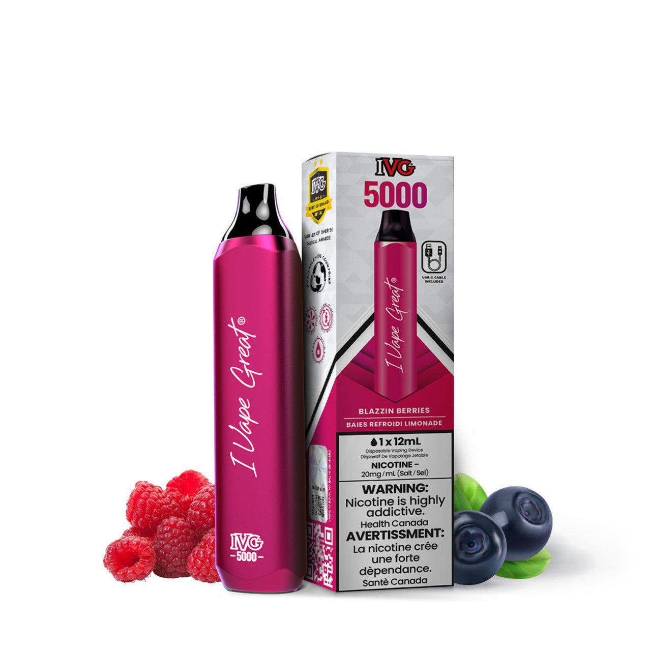 IVG Bar Max 5000 Puffs Disposable Vape - Blazin Berries