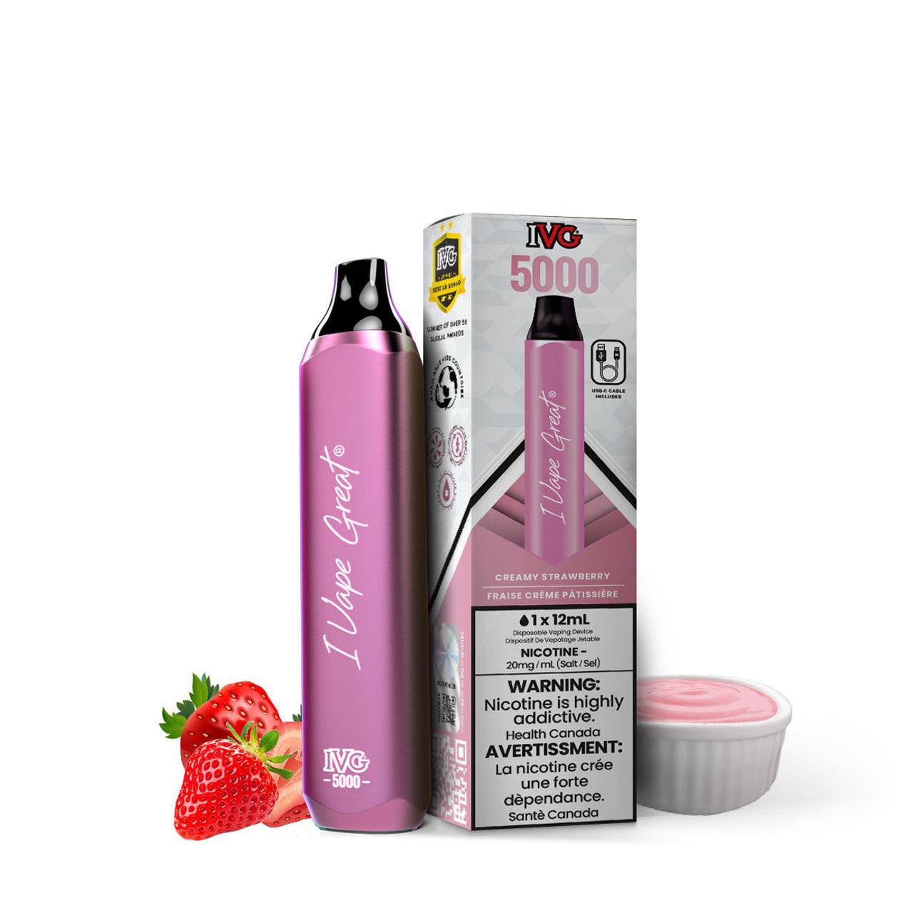 IVG Bar Max 5000 Puffs Disposable Vape - Strawberrilicious (Creamy Strawberry)