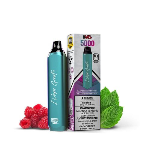 IVG Bar Max 5000 Puffs Disposable Vape - Raspberry Menthol