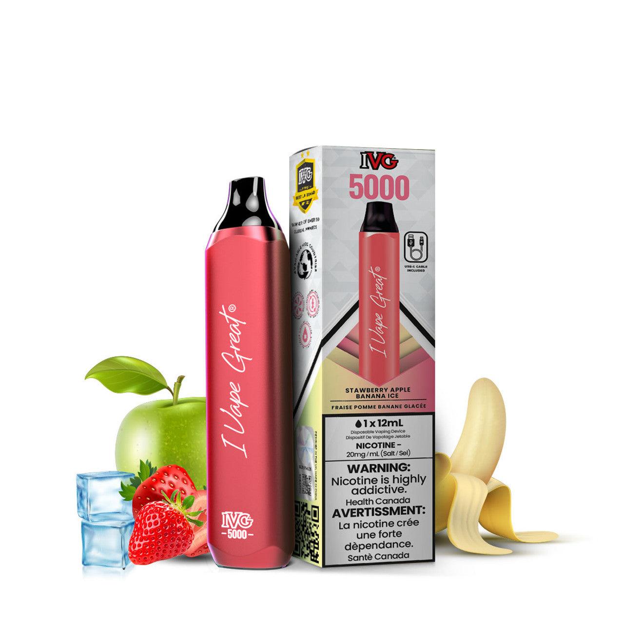 IVG Bar Max 5000 Puffs Disposable Vape - Strawberry Apple Banana Ice